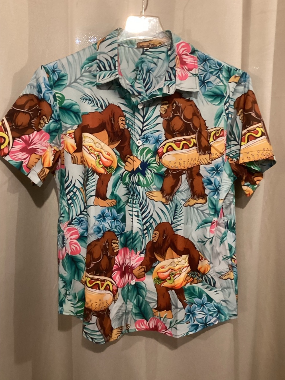 Tropical Gorilla Hot Dog Print Hawaiian Shirt